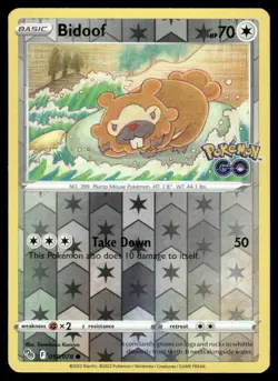Pokemon Cards Bidoof 059/078 Reverse Holo Pokemon GO Common NM *2 - Image 1