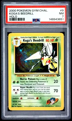 Pokemon Gym Challenge Koga's Beedrill 9/132 PSA 7 - Image 1