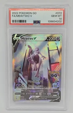 POKEMON PSA 10 - MEWTWO V FULL ART ULTRA RARE 072/078 - POKEMON GO HOLO - Image 1