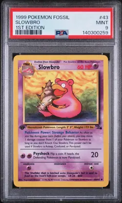 1999 POKEMON FOSSIL 1ST ED #43 SLOWBRO PSA 9 - Image 1