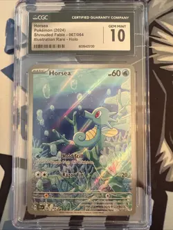 Horsea 067/064 Illustration Rare Pokemon Shrouded Fable CGC MINT 10 - Image 1