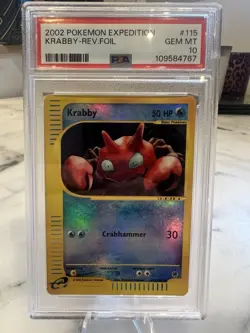 Pokemon TCG Krabby Expedition Reverse Holo 115/165 PSA 10 Pop11! - Image 1