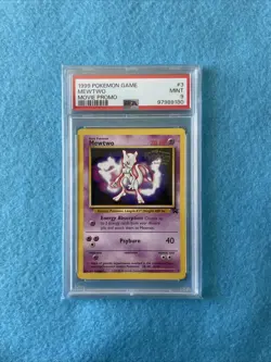1999 POKEMON GAME MOVIE PROMO #3 MEWTWO PSA 9 Mint Psychic First Movie Kids WB - Image 1