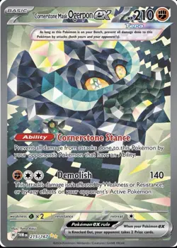 Cornerstone Mask Ogerpon EX 215/167 - SV06: Twilight Masquerade Full Art Pokemon - Image 1