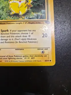1999 Pokemon W Stamp 1st Edition Pikachu 60/64 Jungle Set WOTC - Image 3