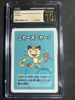 CGC 10 PRISTINE Meowth Old Maid 2019 Japanese Pokemon Card - Image 1