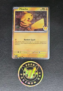 Pikachu 051 /162 Stamped 2026 Pokemon Day 30 Promo TCG With Coin - Image 2