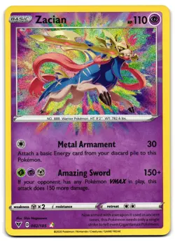 Zacian 082/185 - 🌊 Vivid Voltage Amazing Rare Pokemon TCG 🖤 - NM - Image 1
