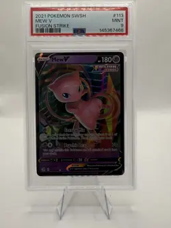 Pokemon TCG Mew v Fusion Strike Holo PSA 9 Mint Full Art - Image 1