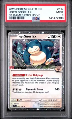 2025 Hop's Snorlax 117/159 Eb Games Exclusive Pokemon PSA 9 - Image 1