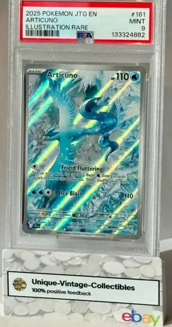 **PSA MINT 9** (2025) Pokemon JTG EN "ARTICUNO" Illustration Rare (#161) HOLO - Image 1