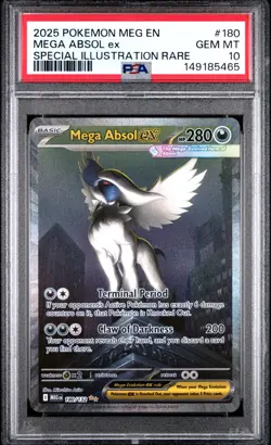 2025 POKEMON MEGA EVOLUTION SPECIAL ILLUSTRATION RARE #180 MEGA ABSOL EX PSA 10 - Image 1