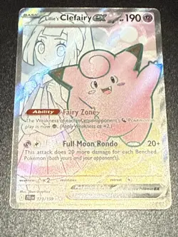 Pokemon TCG Lillie's Clefairy EX Holo Ultra Rare Card 173/159 Journey Together - Image 4