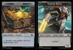 4 x Treasure (0018) // Vampire Rogue (0008) Double-Sided Token - Foil - Outlaws - Image 1