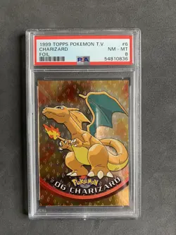Pokemon Topps • Charizard PSA 8 • Holo • USA • 1999 • Foil • Black Logo Flame • - Image 1