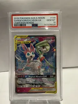 Pokemon TCG Gardevoir & Sylveon GX Holo Card 130/214 Unbroken Bonds PSA 10 - Image 1