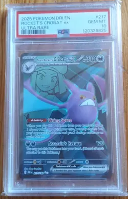 2025 POKEMON DRI EN-DESTINED RIVALS ULTRA RARE TEAM ROCKET'S CROBAT EX PSA 10 - Image 1