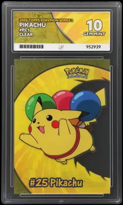 2000 - Pikachu - Topps Pokemon Series 2 - PC1 - Clear ACE 10 Perfect Sub Grades - Image 1