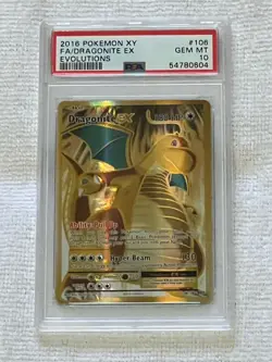 Pokemon XY Evolutions 2016 Dragonite EX PSA 10 Full Art FA Gem Mint #106/108 - Image 1