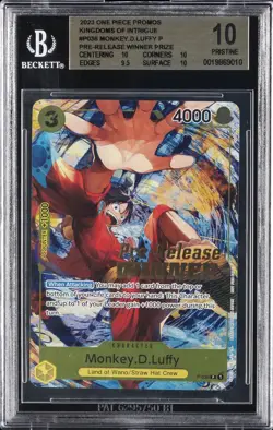 2023 ONE PIECE PROMO PRE-RELEASE WINNER PRIZE #P-036 MONKEY D. LUFFY BGS 10 - Image 1