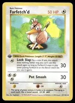 Pokemon Cards Farfetch'd 27/102 1st Edition Base Set Shadowless Uncommon LP *1 - Image 1
