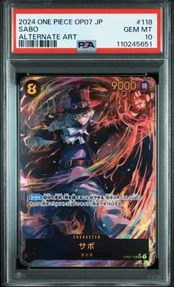One Piece Card Jap - Sabo Alt Art #118 - OP07 500 Years into the Future - PSA 10 - Image 2