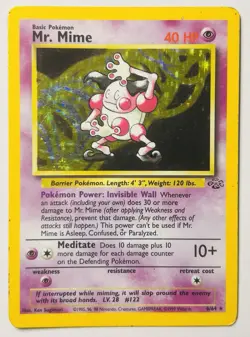 VINTAGE Mr. Mime TCG 6/64 Jungle Holo Rare 1999 Pokemon Card LP SEE DESCRIPTION - Image 1
