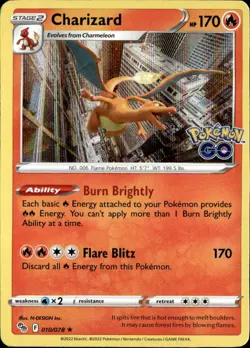 Charizard 010/078 Holo Rare Pokemon GO Pokemon Holo Near Mint - Image 1