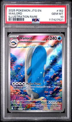 2025 POKEMON JTG EN-JOURNEY TOGETHER ILLUSTRATION RARE #162 WAILORD PSA 10 - Image 1