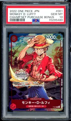 2022 Japanese One Piece Championship Promo Luffy P-001 PSA 10 Gem Mint - Image 1