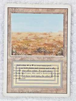 MTG Revised Dual Land Scrubland Reserved List 1994 - CardVault Inv VTG MP - Image 1