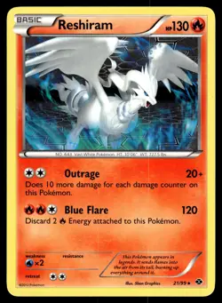 Reshiram 21/99 Next Destinies Rare Pokemon - Image 1