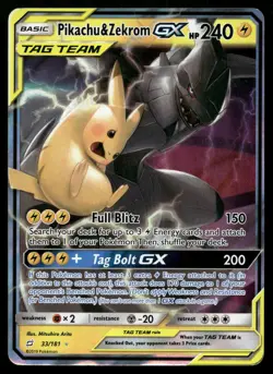 Pikachu & Zekrom GX 33/181 Holo Rare GX Team Up Tag Pokemon LP - Image 1