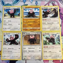 Bewear 6 Card Lot- Non-holo - Cute Pokemon - Image 1
