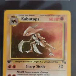 Pokemon Kabutops Fossil 1st Edition Holo 9/62 SGC 6 1999 English Rare Card - Image 4