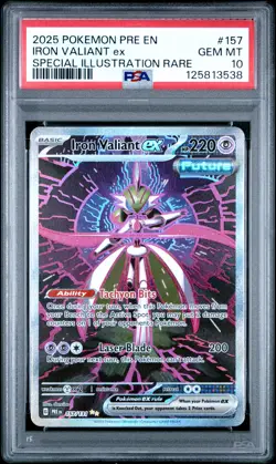 2025 POKEMON PRE EN-PRISMATIC EVOLUTIONS #157 IRON VALIANT EX PSA 10 - Image 1