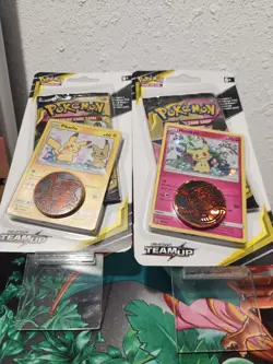 Pokemon TCG Team Up Single Checklane Blister Pikachu SM162 + Mimikyu SM163 - Image 1