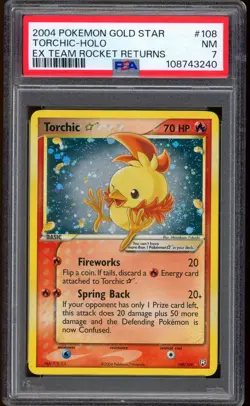 2004 Pokemon Torchic Gold Star Ex Team Rocket Returns Holo #108 PSA 7 NEAR MINT - Image 1