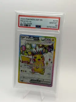 2024 POKEMON SSP EN-SURGING SPARKS ULTRA RARE #219 PIKACHU EX PSA 10 - Image 1