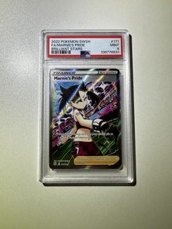 2022 POKEMON SWORD & SHIELD BRILLIANT STARS #171 FULL ART/MARNIE'S PRIDE PSA 9 - Image 1