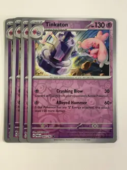 Pokemon TCG Paradox Rift 4x Playset Reverse Holographic Tinkaton 085/182 NM - Image 1