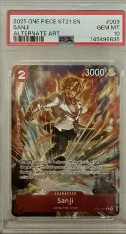 One Piece ST21-003 Sanji Alt Art PSA 10 English Starter Deck 21 Parallel - Image 1