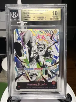 BGS 10 PRISTINE MONKEY D LUFFY ST21-001 ALT ART ONE PIECE STARTER DECK EX GEAR 5 - Image 1