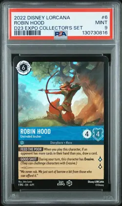 2022 DISNEY LORCANA PROMO #6 ROBIN HOOD - UNRIVALED ARCHER PSA 9 - Image 1