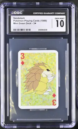 Pokemon Sandslash 3 of Diamonds 1999 Mini Green Deck Playing Cards CGC 10 - Image 1