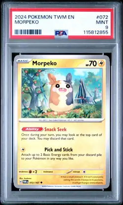2024 POKEMON TWM EN-TWILIGHT MASQUERADE #072 MORPEKO PSA 9 - Image 1
