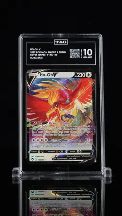 TAG 10 Pokemon TCG Ho-Oh v Silver Tempest Holo Ultra Rare 140/195 Free Shipping - Image 1