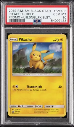 2019 POKEMON SM BLACK STAR PROMO #SM183 PIKACHU-HOLO PSA 10 - Image 1