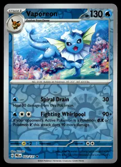 Vaporeon 022/131 Prismatic Evolutions Reverse Holo Rare Pokemon - Image 1