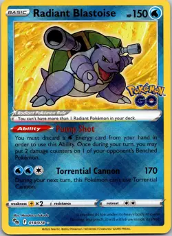Radiant Blastoise Holo Radiant Rare Pokemon GO 018/078 NM - Image 1